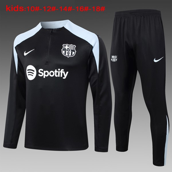 Niños Sudadera De Training Barcelona 2024-25 Negro Gris 3